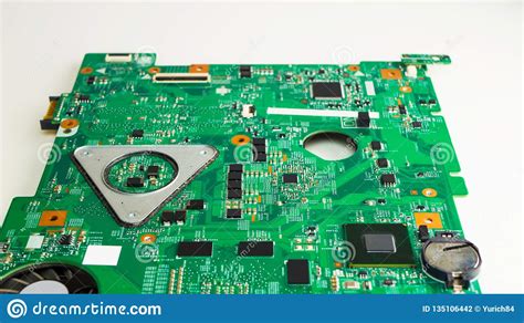 The 'front' side of the board will have printed component information, such as resistor # and resistance, diode type and polarity, etc. Close Up Of A Printed Green Computer Circuit Board Stock ...