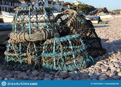 Crab Pots On The Beach Budleigh Salterton Devon Uk Stock Photo Image Of Industry Crab