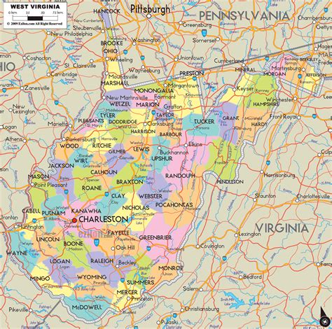 Political Map Of West Virginia Ezilon Maps