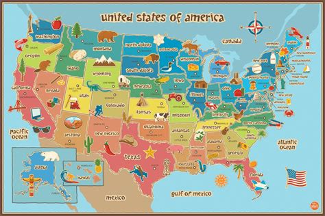 Interesting Maps And Charts — Usa Illustrated Wall Map