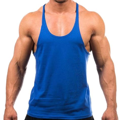 New Mens Plain Gym Vest Bodybuilding Muscle Stringer Vest Y Back