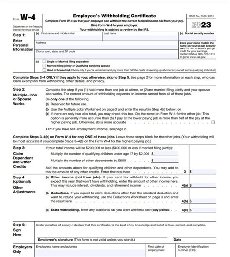 w4 form 2023 printable employee s withholding certificate