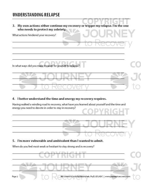 Understanding Relapse Cod Worksheet Journey To Recovery
