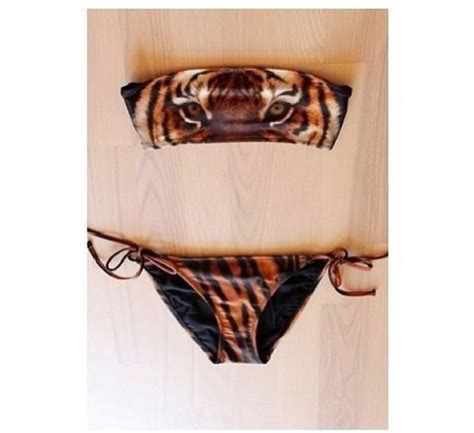 Swimwear Tiger Bikini Bikini Top Bikini Bottoms Stripes Organge