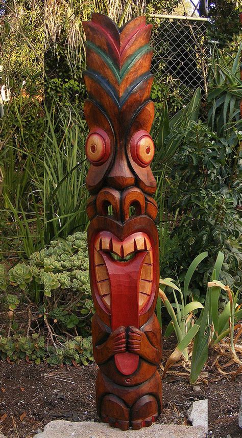 One Hand Carved Wood Tiki Mask These Masks Are Beautiful Can Be Used Indoors Or Outdoors The