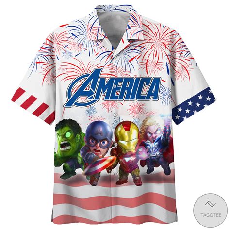 Superheroes Independence Day Hawaiian Shirts For Mens And Womens Meteew