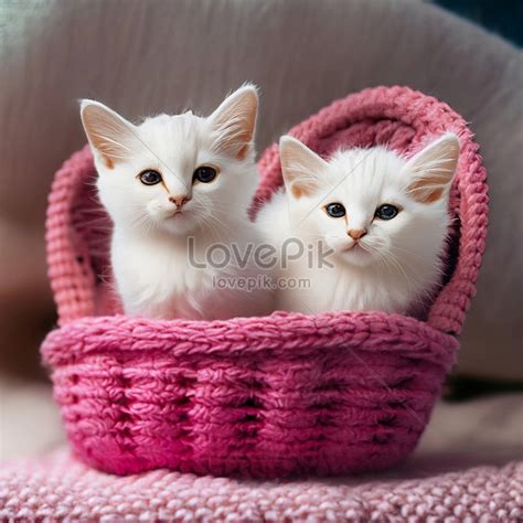 Two Ginger Kittens In Basket On Doorstep Overhead View Picture And Hd