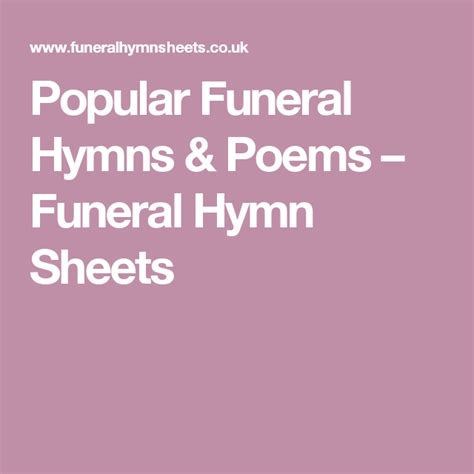 Popular Funeral Hymns And Poems Funeral Hymn Sheets