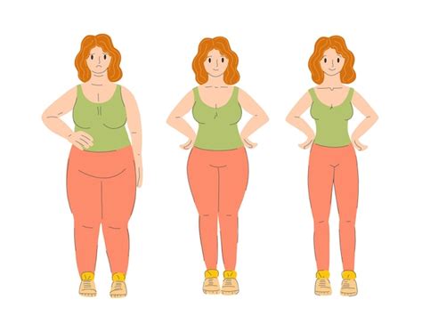 Premium Vector Loose Weight Woman Before And After Look Vector Fat