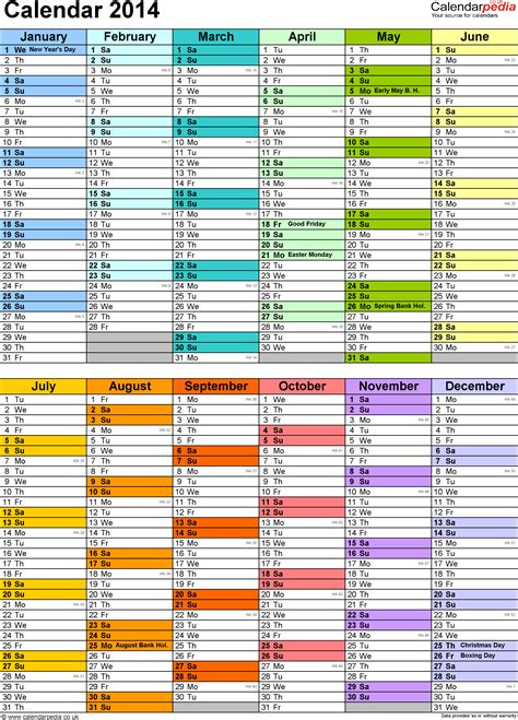 Excel Year Plannercalendar 2014 Uk 15 Free Printable Templates