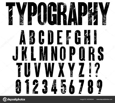 Typographic Distressed Font Vector Letterpress Font Alphabet Letters