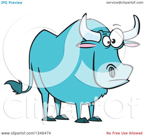 Clipart Of A Cartoon Paul Bunyans Babe The Blue Ox Royalty Free