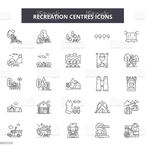 Ilustración De Centros Recreativos Iconos De Línea Signos Fijados