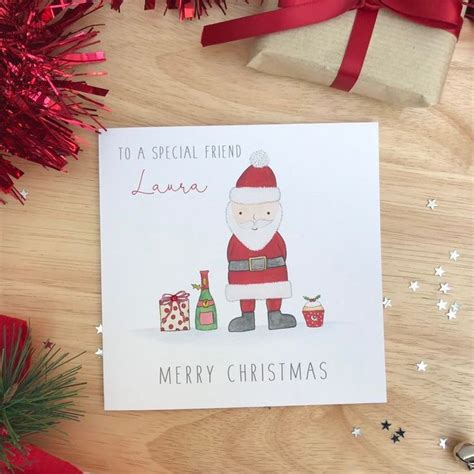 personalised christmas card santa christmas card wine christmas card friend christmas card