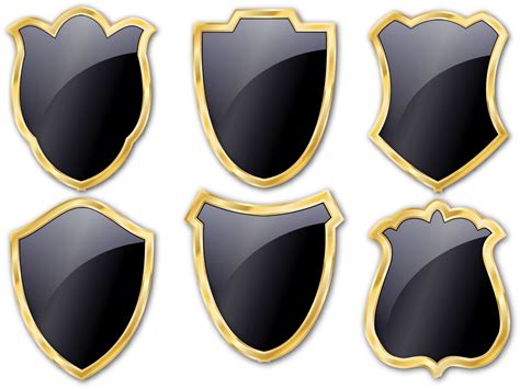 Download Black Shield Gold Metallic Download Free Image Clipart png image