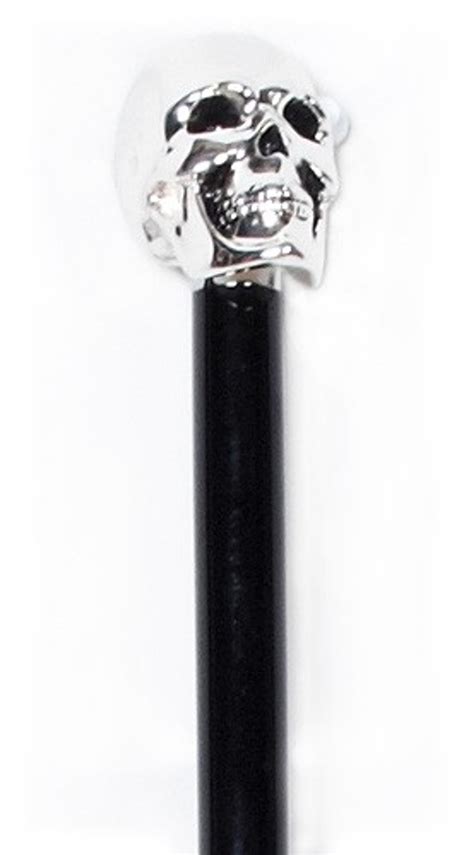 Gothic Silver Skull Walking Stick With Black Shaft Exquisite Canes