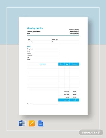 Cleaning Invoice Template 9 Free Word Pdf Documents Download