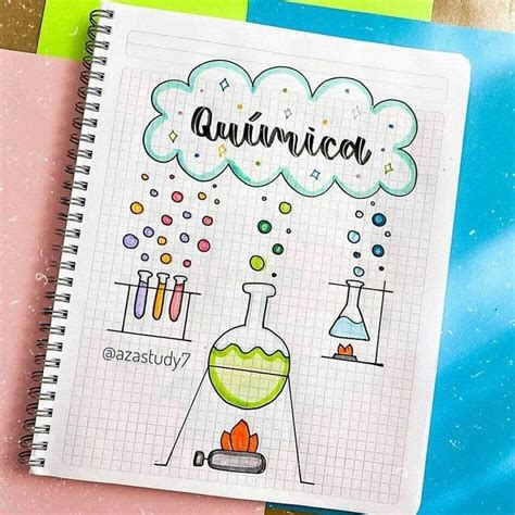 A Notebook With An Image Of A Science Experiment And The Words Quimico