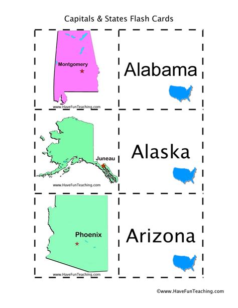 States And Capitals Printable Flashcards Printable World Holiday