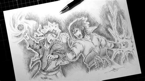 Speed Drawing Naruto Vs Sasuke Final Battle Fanart
