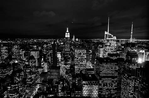 图片素材 地平线 黑与白 天际线 摩天大楼 纽约 市容 市中心 黑暗 晚间 美国 塔楼 灯 建筑物 屋顶 都会