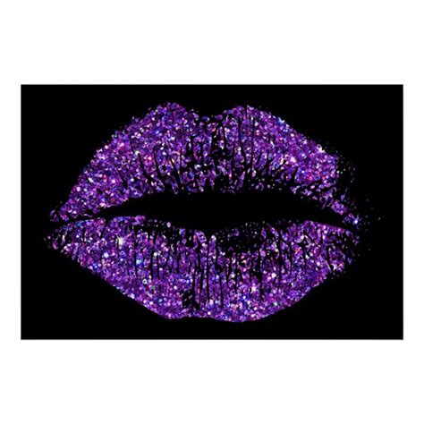 Purple Glitter Lips Poster Zazzle Purple Aesthetic Purple Glitter