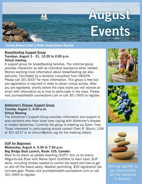 Pbmc And Wcgh August 2021 Events Calendar By Pen Bay Medical Center Issuu