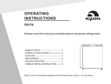 Igloo FR176 1 6 CU FT RETRO BAR FRIDGE Manual Manualzz