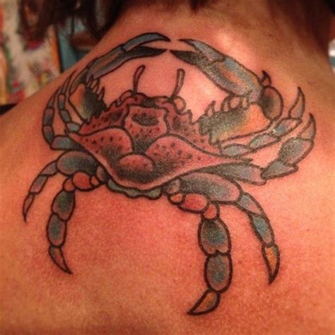 Large Crab Tattoo On Neck Back Crab Tattoo Crab Tattoo Design Blue Crab Tattoo