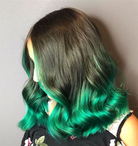 Blue Dip Dye Hair Green Hair Dye Dark Green Hair Green Hair Colors