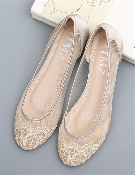 Flat Cream Wedding Shoeslace Ballet Flatschampagne Lace Wedding Shoes