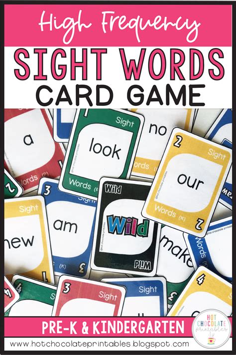 Practice Preschool And Kindergarten Level High Frequency Sight Words With This Great Card Game