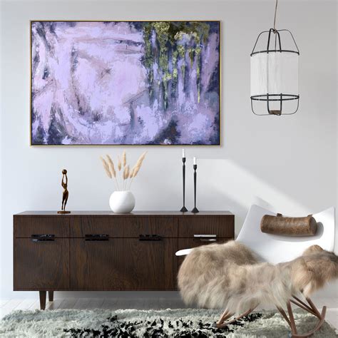 Original Canvas Art Lilac Wall Painting Gold Leaf Abstract Etsy