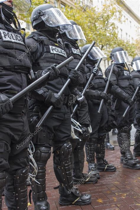 Portland Police In Riot Gear During Occupy Portland 2011 Protest Stock Editorial Photo