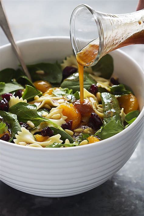 A tart dressing such as the ones above is best with this vegetarian spinach salad. Mandarin Pasta Spinach Salad with Teriyaki Dressing ...