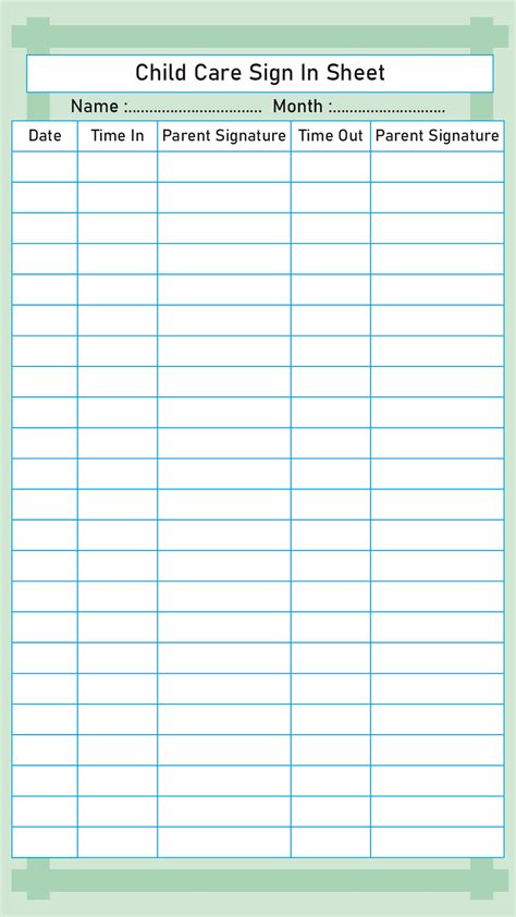Sign Out Sheet Template 10 Free Pdf Printables Printablee