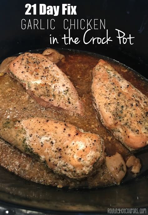 Repeat the tater tot, bacon and cheese layer. 21 Day Fix Garlic Chicken in the Crock Pot | Recipe | Crockpot recipes, Food recipes, Slow ...
