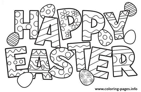 Great Happy Easter Text To Color Coloring Page Printable