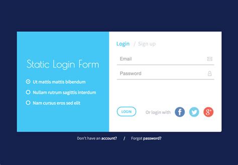 Responsive Static Login Form Html5 Template Free Download