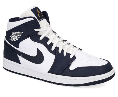 Nike Men S Air Jordan 1 Mid Se Shoe White Metallic Gold Obsidian Nz