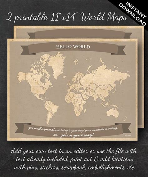 World Travel Maps Printable World Travel Map Instant Etsy Travel