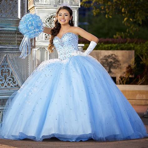 Blue Ball Gown Sweet 16 Dresses Quinceanera Dresses Sweetheart Beadings