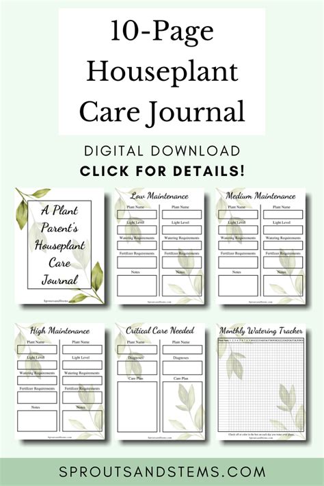 A Plant Parents Houseplant Care Journal Plant Journal Template