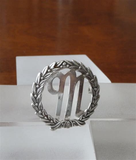 Sterling Silver Initial M Pin Initial M Pin Initial M Etsy