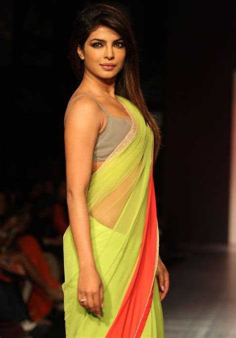 priyanka chopra backless saree stills actress priyanka in sleeveless image