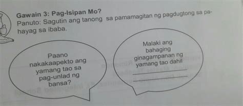 Gawain 3 Pag Isipan Mo Panuto Sagutin Ang Tanong Sa Pamamagitan Ng