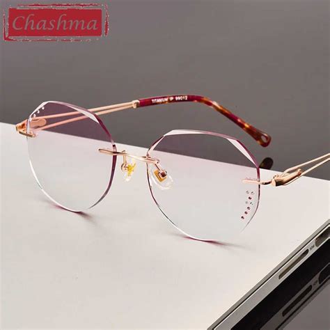 chashma óculos de grau feminino com strass óculos coloridos de armação roxa de titânio titanium