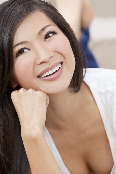 Beautiful Chinese Oriental Asian Woman Smiling Stock Photo Image Of Shirt Eyes