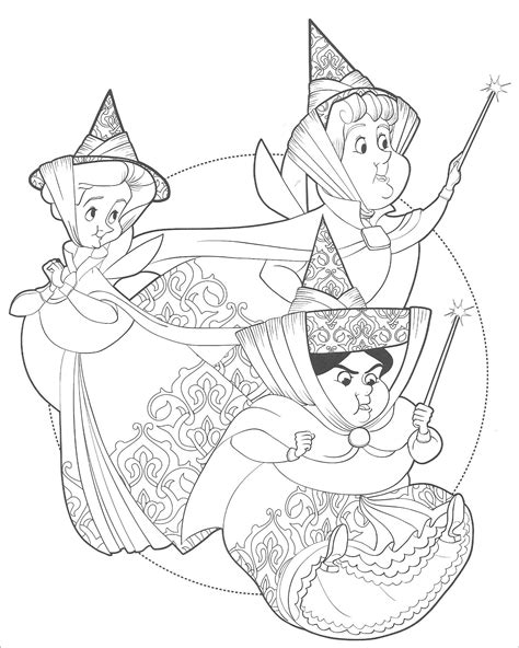 The Three Fairies From Sleeping Beauty Coloring Pages Coloring Pages