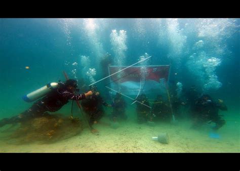 Pengibaran Bendera Merah Putih Di Dasar Laut Raja Ampat ANTARA Foto